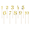 Zápich dekorační čísla 0-9, 11 ks- zlaté | PARTYDECO, KPZ2-019M