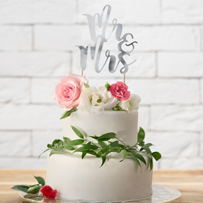 Zápich Mr&amp;Mrs na svatební dorty, výročí svatby - stříbrný | PARTYDECO, KPT10-018M