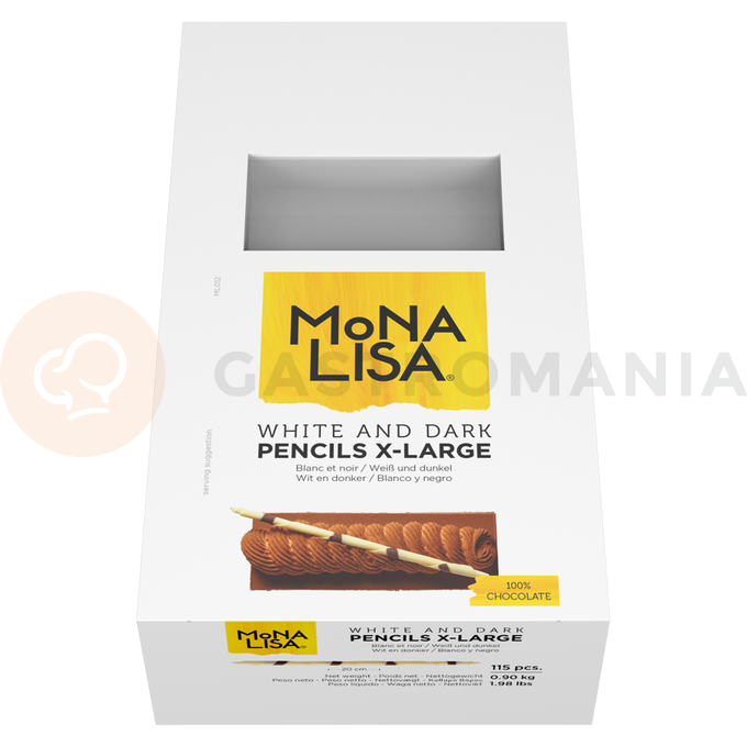 Dekorace, tyčinky XL z bílé a tmavé čokolády, 200 mm - 115ks | MONA LISA, CHX-PC-19945E0-999