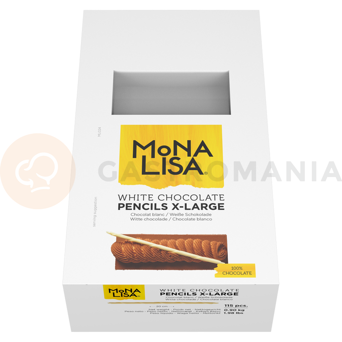 Dekorace, tyčinky XL z bílé čokolády, 200 mm - 115ks | MONA LISA, CHW-PC-19939E0-999
