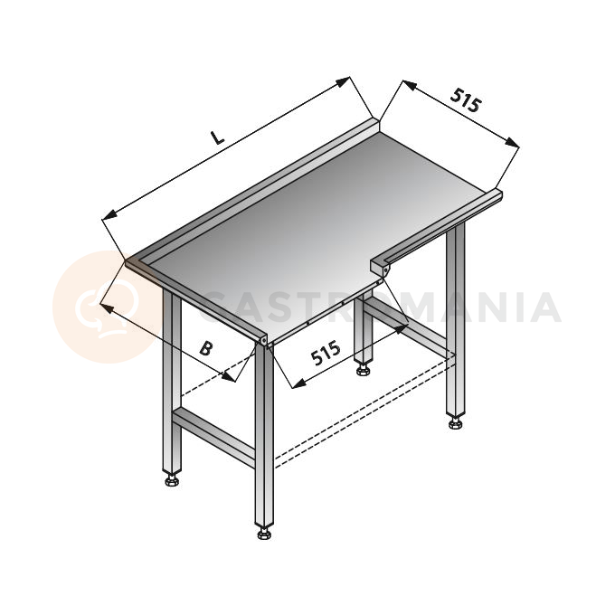Průchozí stůl levý, 1100x600x850 mm | LOZAMET, LO320/1160