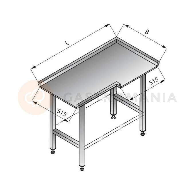 Průchozí stůl pravý, 1100x600x850 mm | LOZAMET, LO318/1160