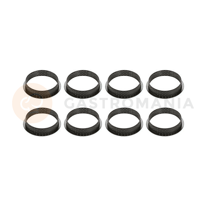 Sada forem na koláče - 8 prstenů 70 mm + silikonová forma 8x 60x20 mm, 36 ml | SILIKOMART, Kit Tarte Ring Cocoa