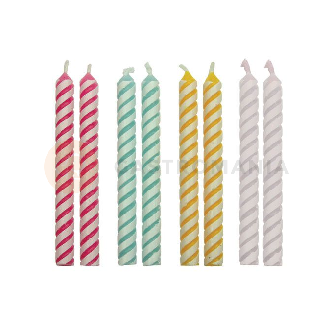 Svíčky na dort 24 ks. - barevné s proužky | PME, CA029