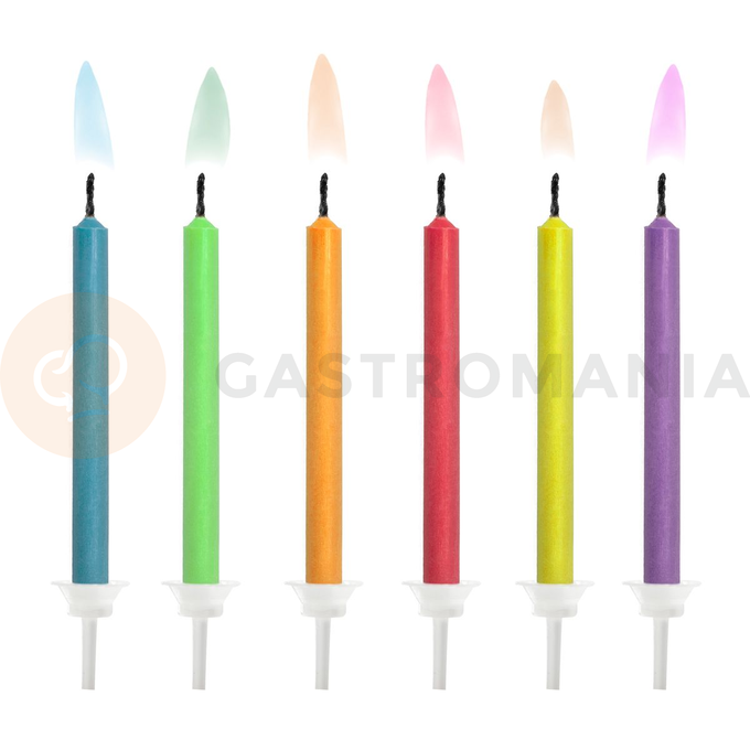 Svíčky na dort 6 ks - barevné plamínky | PARTYDECO, SCK-1