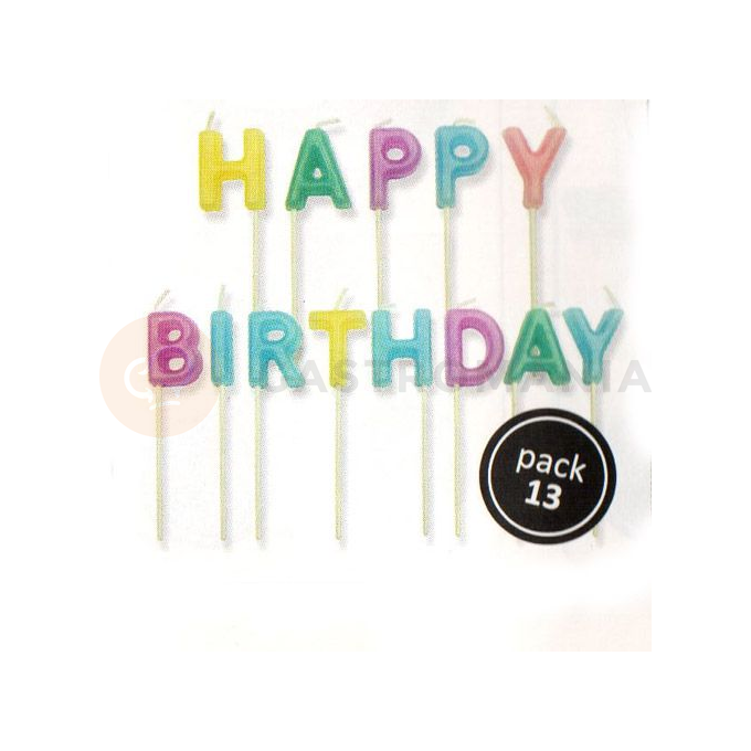 Svíčky na dort a nápis Happy Birthday, 13 ks.-barevné | PME, CA017