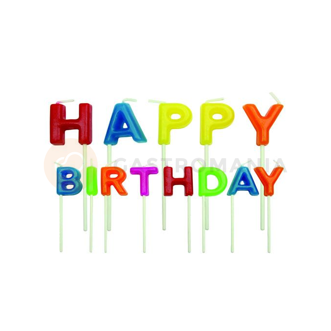 Svíčky na dort a nápis Happy Birthday, 13 ks.-pestré barvy | PME, CA018