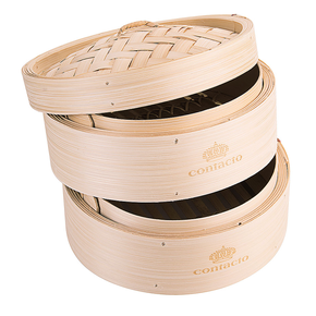 Košík bambusový, dvoupatrový na vaření v páře, průměr 200 mm | CONTACTO, 4854/200