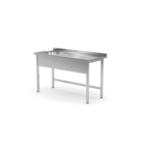 Nerezový stůl s umyvadlem, 600x700x(h)850 mm | HENDI, 812877