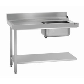 Stół przelotowy lewy do zmywarek ze stali nierdzewnej ze zlewem 1200x720x850 mm | BARTSCHER, DS-LI1B