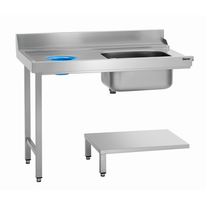 Stół przelotowy lewy do zmywarek ze stali nierdzewnej ze zlewem i otworem na odpadki 1200x720x850 mm | BARTSCHER, DS-LI1BAS