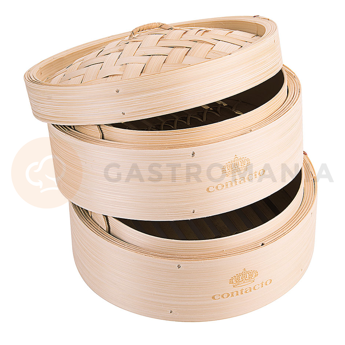 Košík bambusový, dvoupatrový na vaření v páře, průměr 200 mm | CONTACTO, 4854/200