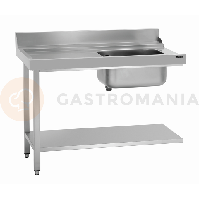 Stół przelotowy lewy do zmywarek ze stali nierdzewnej ze zlewem 1200x720x850 mm | BARTSCHER, DS-LI1B