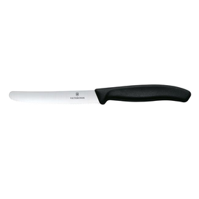 Nůž na rajčata, kulatá špička, zoubkovaný, 11 cm, černý | VICTORINOX, Swiss Classic, 6.7833