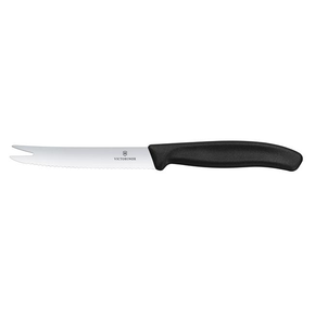 Nůž na sýr a klobásky, zoubkovaný, 110 mm, černý | VICTORINOX, Swiss Classic, 6.7863