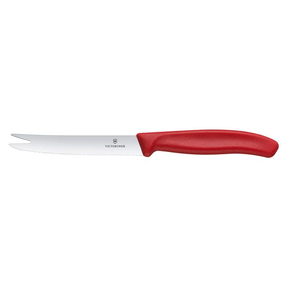 Nůž na sýr a klobásky, zoubkovaný, 110 mm, červený | VICTORINOX, Swiss Classic, 6.7861