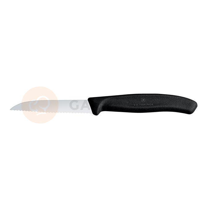 Nůž na obírání, 8 cm, černý, zoubkovaný | VICTORINOX, Swiss Classic, 6.7433