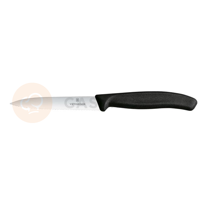 Nůž na zeleninu, zoubkovaný, 100 mm, černý | VICTORINOX, Swiss Classic, 6.7733