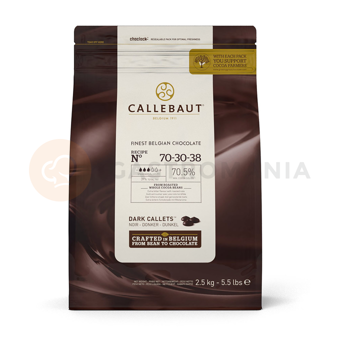 Hořká čokoláda 70,5% Callets&amp;#x2122; 2,5 kg balení | CALLEBAUT, 70-30-38-E4-U71