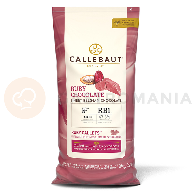 Růžová čokoláda Ruby 47,5% Callets&amp;#x2122; 10 kg balení | CALLEBAUT, CHR-R35RB1-554