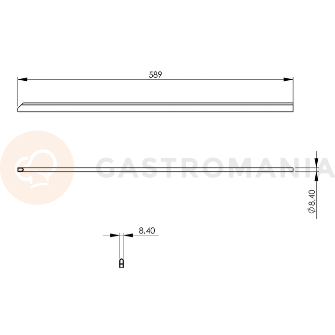 Spojovací lišta nízká, krátká ke spotřebičům Stalgast řady 700, 8x589x19 mm | STALGAST, 9700071