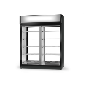 Chladící skříň dvoustranně prosklenná , posuvné dveře na staně obsluhy, napevno instalované sklo na straně zákazníka, horní agregát, 3 kl., 1600x780x2020 mm | RAPA, SCh - 2SR 1600 / 1D ecoline