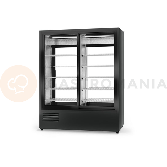 Chladící skříň dvoustranně prosklenná , posuvné dveře na obou stranách, dolní agregát, ventilátor, 3 kl., nerezový vnitřek, 1200x760x1980 mm | RAPA, SCh - 2S2R 1200 ecoline