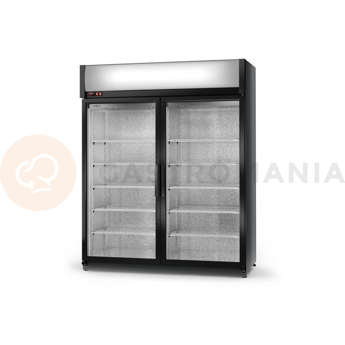 Chladící skříň jednostranně prosklená s křídlovými dveřmi, horní agregát, ventilátor, 4. tř., nerezový interiér, 1400x750x2020 mm | RAPA, SCh - S 1400 ecoline