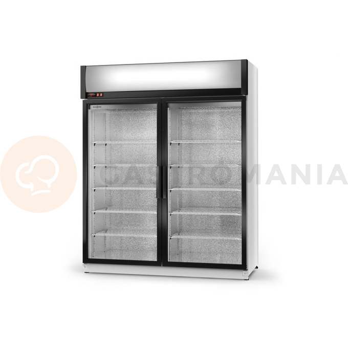 Chladící skříň jednostranně prosklenná s křídlovými dveřmi, horní agregát, ventilátor, 3 kl., nerezový vnitřek, 1600x750x2020 mm | RAPA, SCh - S 1600