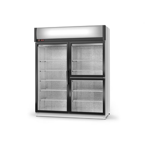 Chladící skříň jednostranně prosklenná s křídlovými dveřmi, dvoukomorová, třídveřová, horní agregát, ventilátor, 3 kl., nerezový vnitřek, 1400x750x2020 mm | RAPA, SCh - S 1400 / 3D