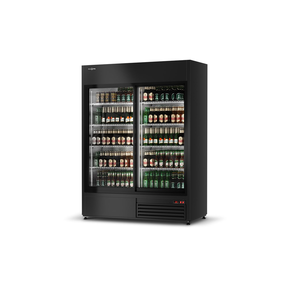 Chladící skříň vysoká, jednostranně prosklenná s posuvnými dveřmi, dolní agregát, velký objem, ventilátor, 3 kl., 1200x745x2190 mm | RAPA, SCh - SR 1200 WH