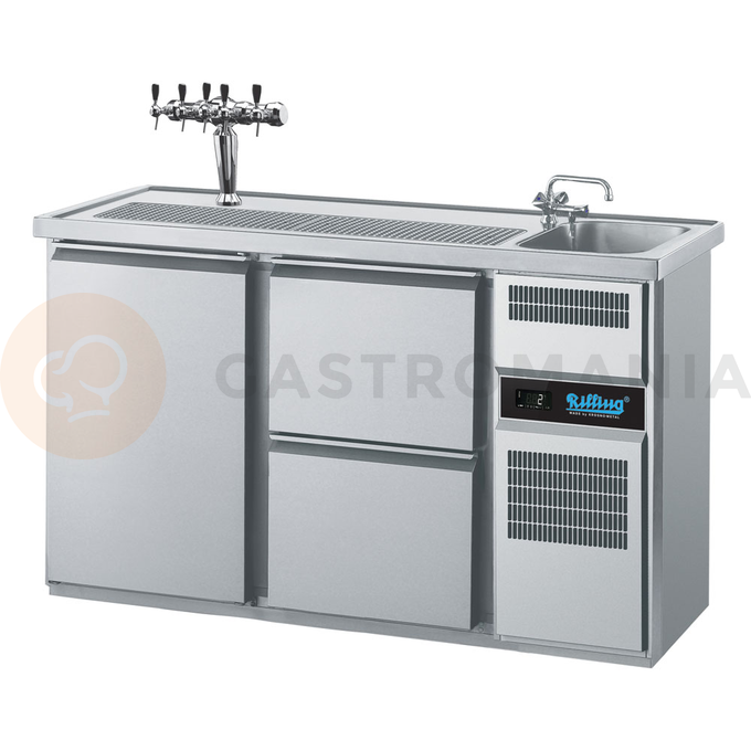 Chladící barový stůl 1550x700x980 mm, 2 zásuvky, dvířka na pravé straně | RILLING, AGT M721R 81-1/2