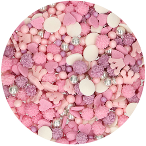 Cukrowa posypka Medley - mix motywów, 50 g, różowy, biały i srebrny | FUNCAKES, F51130
