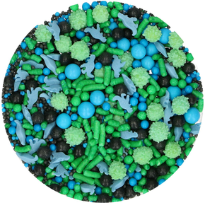 Cukrowa posypka - dinozaury 65 g, mix niebieski, zielony, czarny | FUNCAKES, F51220