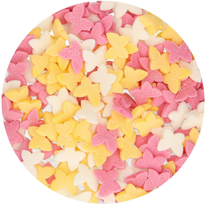 Cukrové sypání - motýli 50 g, mix bílý, žlutý, růžový | FUNCAKES, F52055