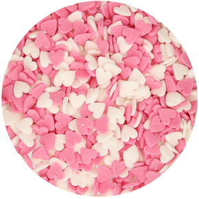 Cukrowa posypka - serca, 45 g, mix biały, różowy | FUNCAKES, F52025