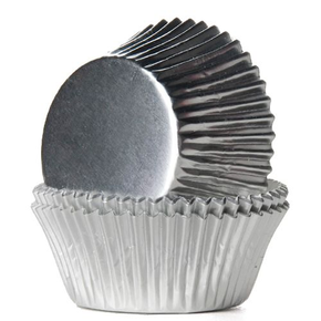 Košíčky na cupcake, průměr 5 cm, 24 ks, stříbrná fólie | HOUSE OF MARIE, HM2019