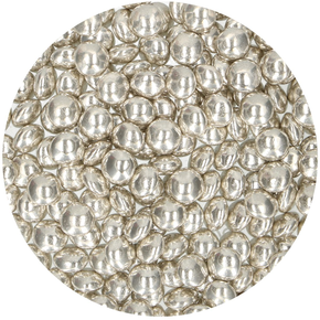 Lentilki czekoladowe Metallic Silver 80 g, srebrne | FUNCAKES, F51940