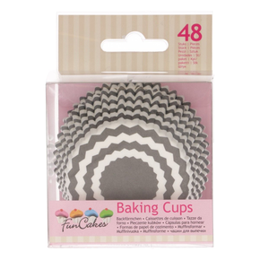 Košíčky na cupcake, průměr 5 cm, 48 ks s šedobílým cikcakem | FUNCAKES, FC4210