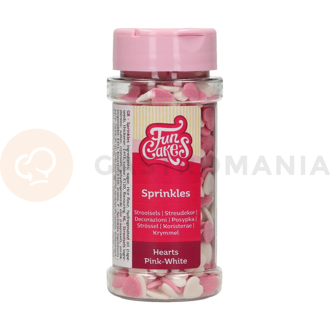 Cukrové sypání - srdíčka 45 g, mix bílá, růžová | FUNCAKES, F52025