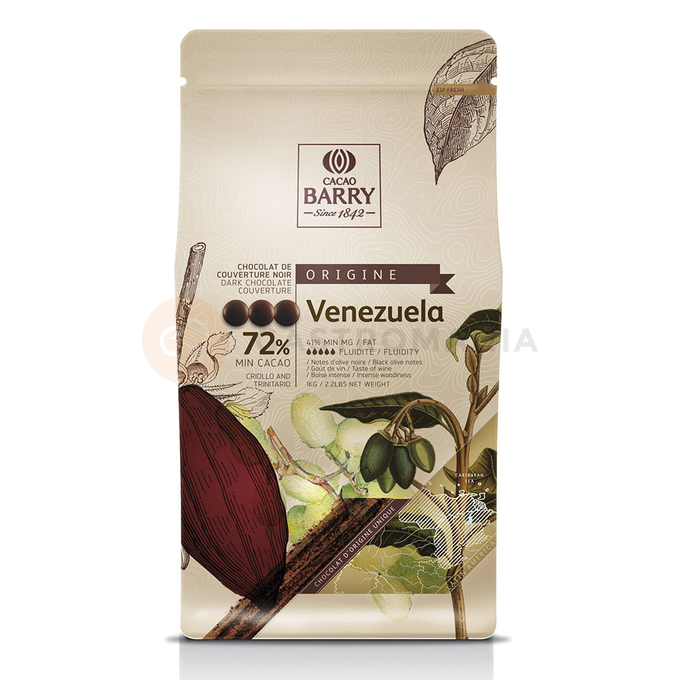 Hořká čokoláda - kuvertura Venezuela Origine 72%, 2,5 kg balení | CACAO BARRY, CHD-P72VEN-E4-U70