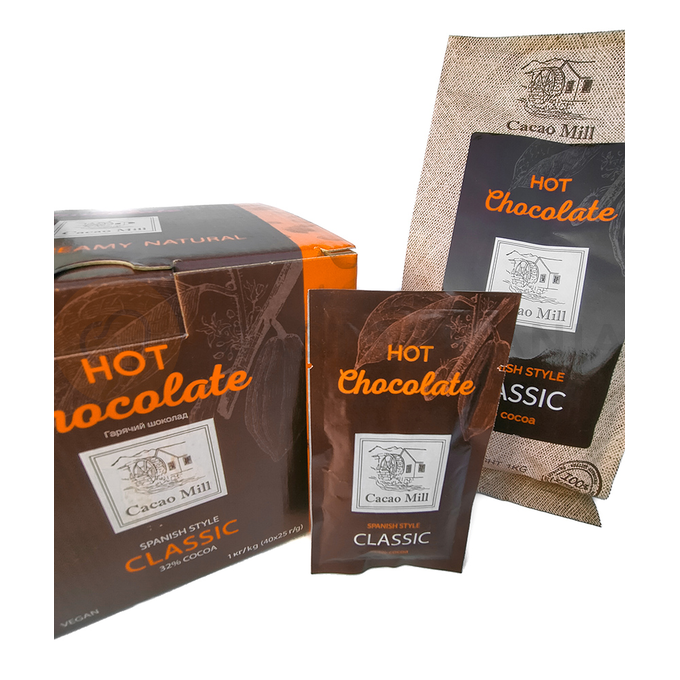 Horká čokoláda v sáčcích 32 %, 40 x 25 g | CACAOMILL, Hot Chocolate