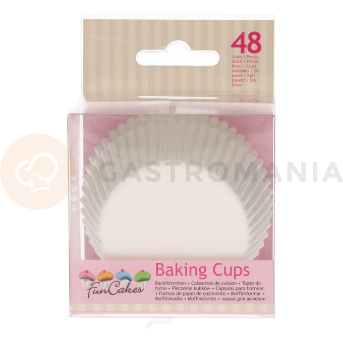 Košíčky na cupcake, průměr 5 cm, 48 ks bílé | FUNCAKES, FC4001