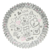 Košíčky na cupcake, průměr 5 cm, 48 ks bílé s psanými vzory | FUNCAKES, FC4202