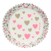 Košíčky na cupcake, průměr 5 cm, 48 ks bílé se srdíčky | FUNCAKES, FC4201