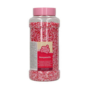 Dekorační posyp Nonpareils Lotsoflove 800 g, červená, růžová a bílá | FUNCAKES, F51615