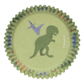 Košíčky na cupcake, průměr 5 cm, 48 ks zelené s dinosaury | FUNCAKES, FC4015