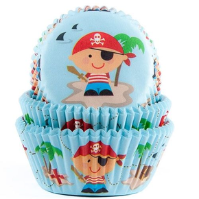 Košíčky na cupcake, průměr 5 cm, 50 ks modrá s pirátem | HOUSE OF MARIE, HM1845