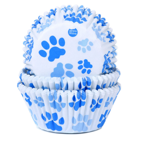 Košíčky na cupcake, průměr 5 cm, 50 ks modré psí tlapky | HOUSE OF MARIE, HM6789