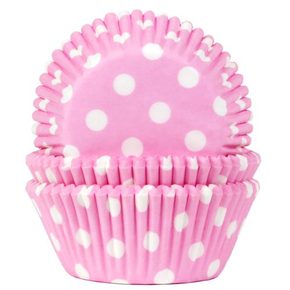 Košíčky na cupcake, průměr 5 cm, 50 ks růžová s bílými puntíky | HOUSE OF MARIE, HM1920